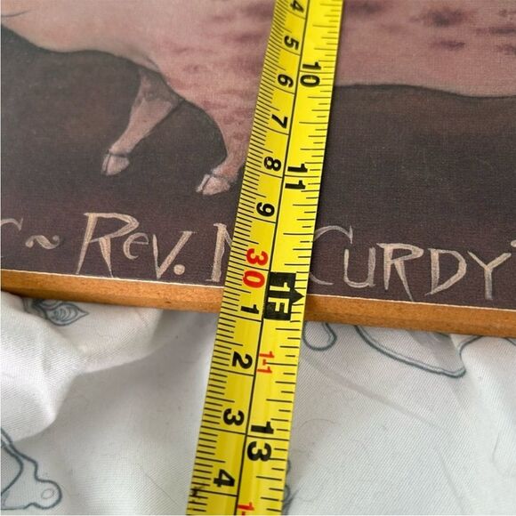 Vintage Crescent Half Moon Prize Boar Pig Farmhouse Home Wall Decor Art Sign - Picture 3 of 5